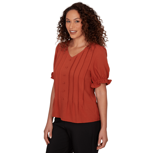 Womens Emaline Summer In The City Solid Elbow Sleeve Blouse