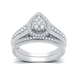 Nova Star&#40;R&#41; Sterling Silver Lab Grown Diamond Pear Bridal Set