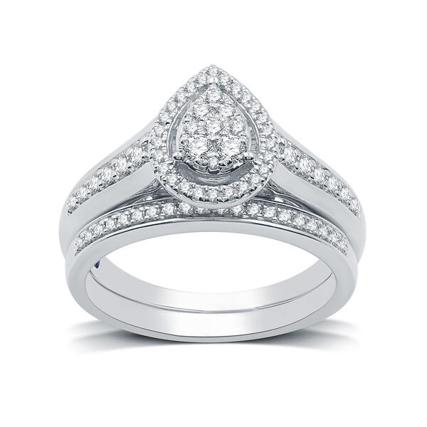 Nova Star&#40;R&#41; Sterling Silver Lab Grown Diamond Pear Bridal Set - image 