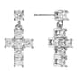 Athra Silver Plated CZ Cross Drop Earrings - image 1