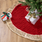 Northlight 48in. Cable Knit Christmas Tree Skirt w/ Faux Fur Trim - image 1