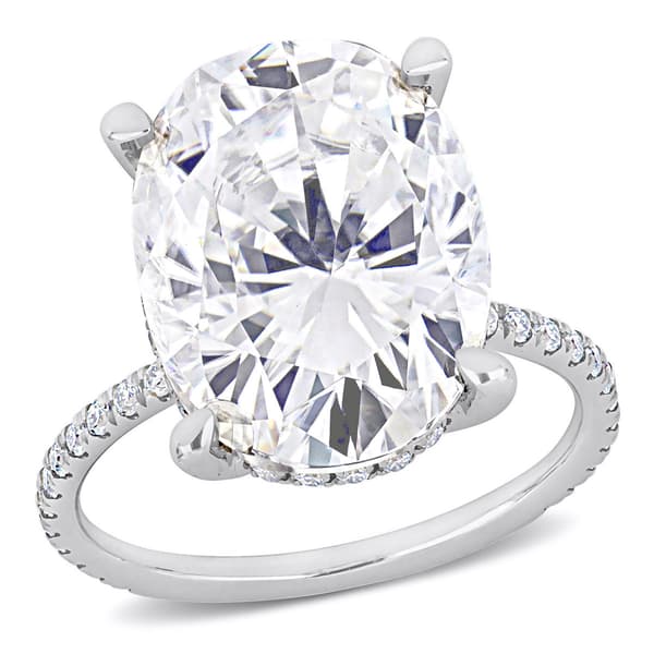 Gemstone Classics(tm) 10kt. White Gold Moissanite Engagement Ring - image 