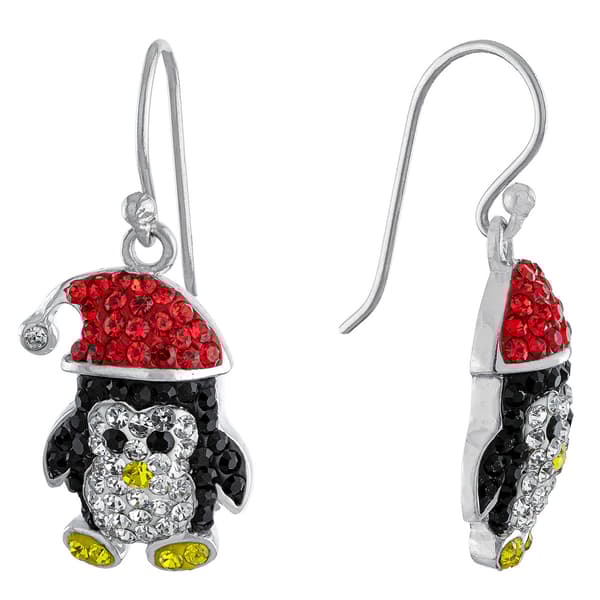 Athra Silver Plated Crystal Penguin Drop Earrings - image 