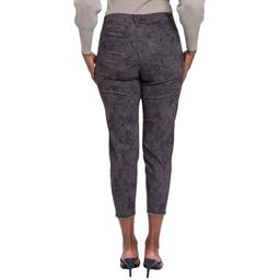 Petite Royalty Dogbite Hem Cropped Pants - Black Python