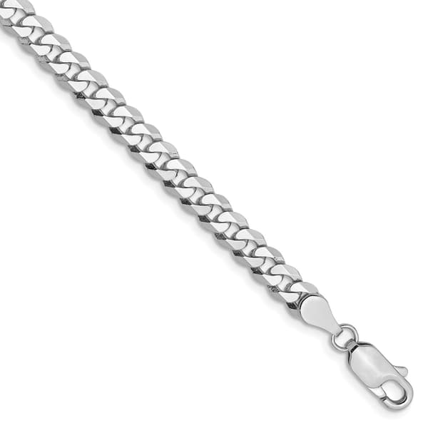 Mens Gold Classics&#40;tm&#41; 4.75mm. 14k White Gold Beveled Curb Bracelet - image 