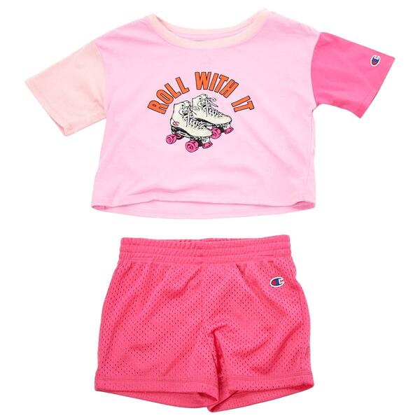 Toddler Girl Champion&#40;R&#41; Roll with It Skates Tee & Shorts Set - image 
