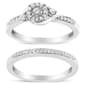 Haus of Brilliance Sterling Silver 1/4ct. Diamond Halo Bridal Set - image 1