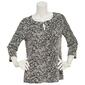 Womens Notations 3/4 Sleeve Grommet Trim Knit Top - Abstract - image 1