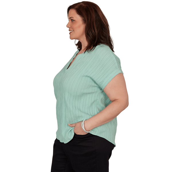 Plus Size Emaline Verde Grove II Short Sleeve Textured Blouse