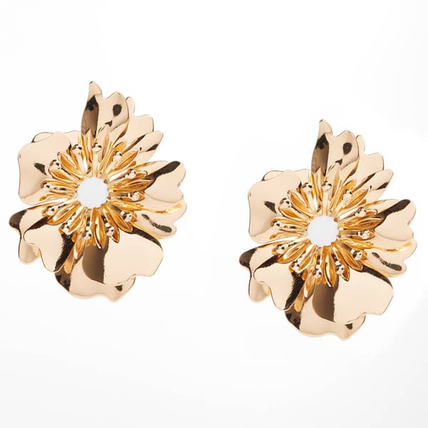 Ashley Cooper(tm) Gold Plated Layered Flower Post Earrings - image 