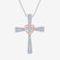 Nova Star(R) Pink Plated Lab Grown Diamond Heart Cross Necklace - image 1