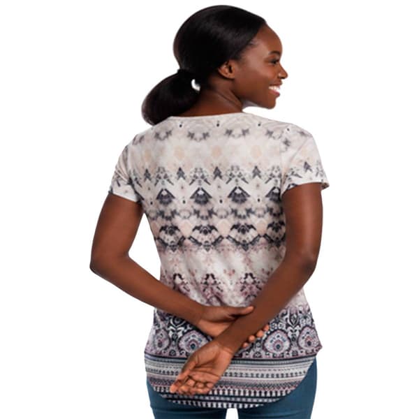 Womens OneWorld Sublimation Tribal Border Hem Abstract Tee