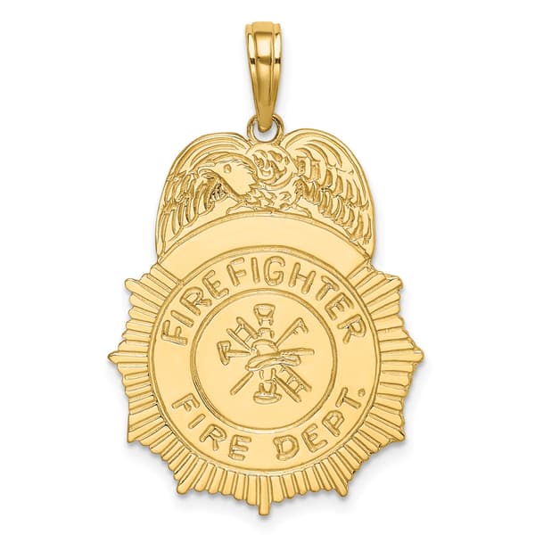 Unisex Gold Classics&#40;tm&#41; 14kt Gold Firefighter Badge Pendant - image 