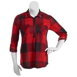 New York Laundry, Tops, New York Laundry Womens Button Down Short Sleeve  Tiefront Plaid Shirt X