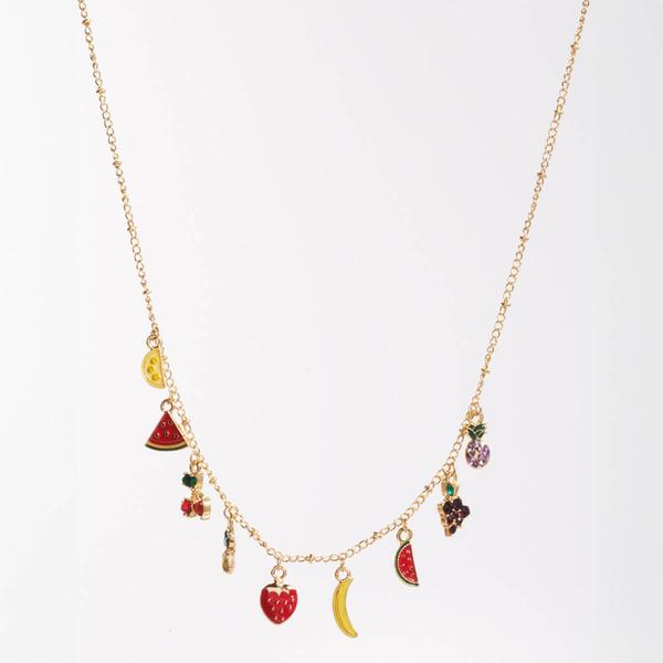 Ashley Gold-Tone Multi Fruit Charm Dangle Necklace - image 