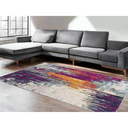 9th & Pike® Grey and Purple Abstract Rectangular Area Rug