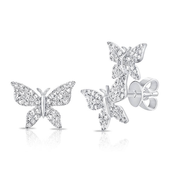 Diamond Classics&#40;tm&#41; 14kt. White Gold Butterfly Stud Earrings - image 