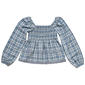 Girls (7-16) No Comment Long Sleeve Plaid Smocked Babydoll Top - image 1