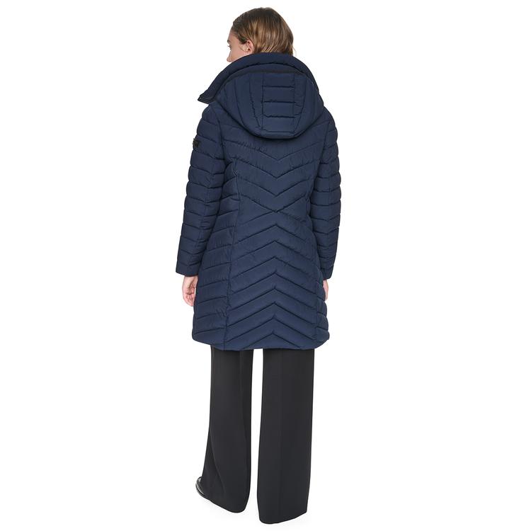 Womens DKNY Stretch Down & Puffer Coat with Bib