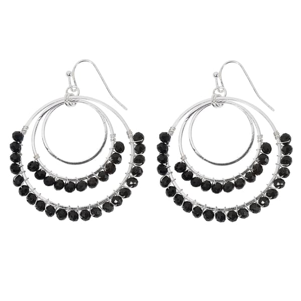 Design Collection Faceted Beaded Graduated Circle Drop Earrings - image 