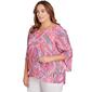 Plus Size Ruby Rd. Bright Blooms 3/4 Sleeve Paisley Blouse - image 3
