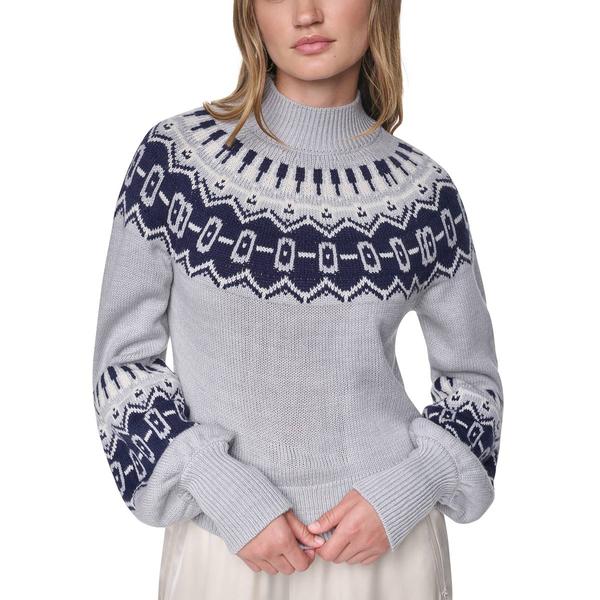Womens DKNY Jeans Blouson Sleeve Mock Neck Fair Isle Sweater - image 