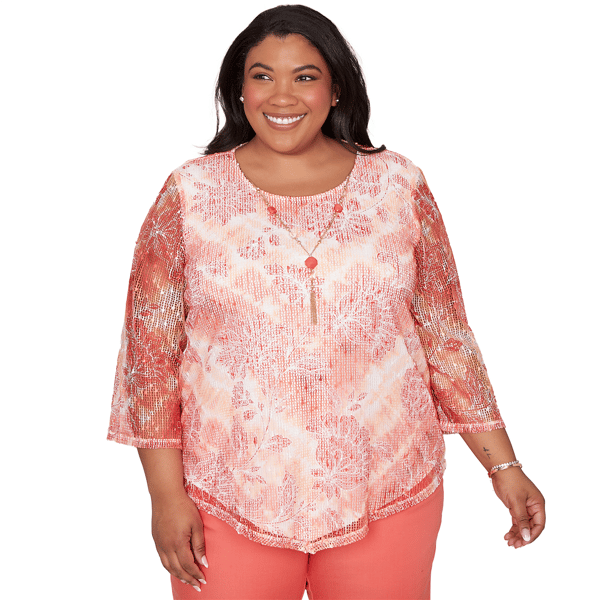 Plus Size Alfred Dunner Resort Living Batik Tie Dye Chevron Top - image 
