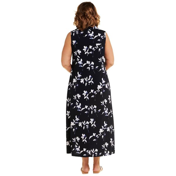 Plus Size MSK Sleeveless Floral Half Zip Neck Maxi Dress