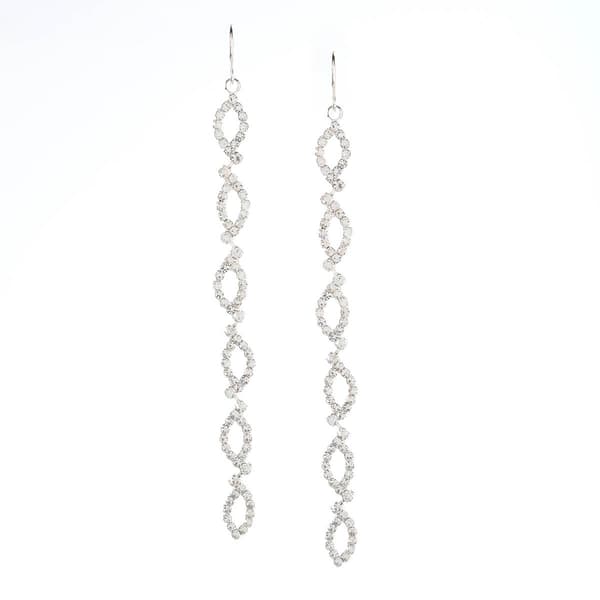 Rosa Rhinestones Open Ovals Long Drop Earrings - image 