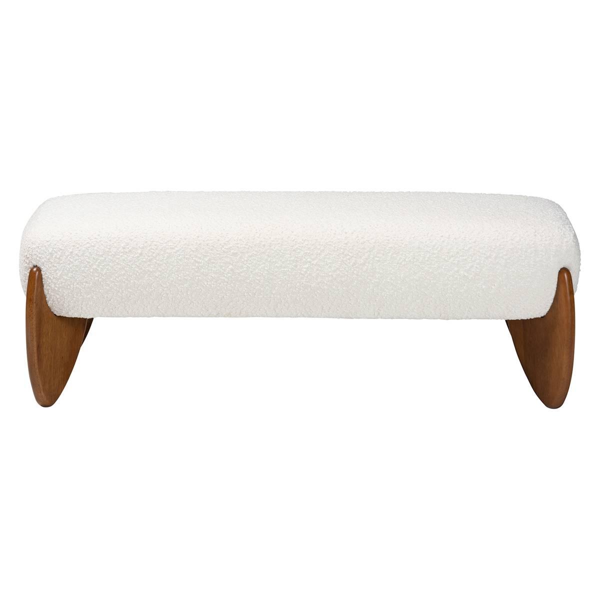 Baxton Studio Vinicio Mid-Century Modern Boucle Accent Bench