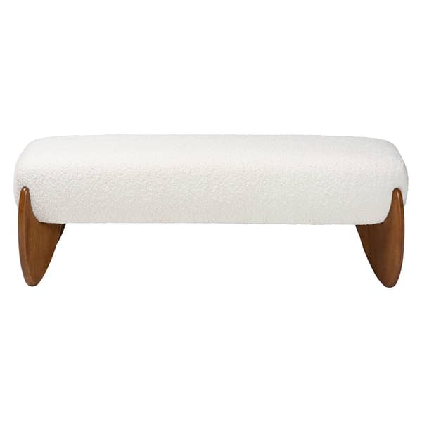 Baxton Studio Vinicio Mid-Century Modern Boucle Accent Bench