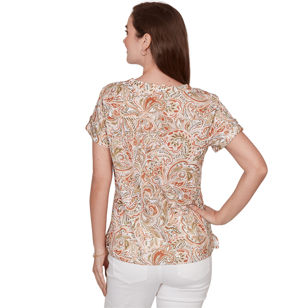 Petite Hearts of Palm Tropical Twist Paisley Blouse