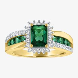 Gemstone Classics(tm) Lab Created Emerald & Sapphire Channel Ring