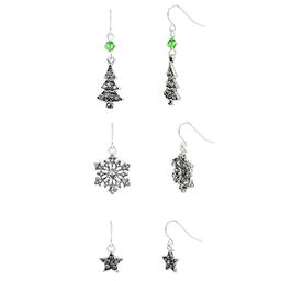 Snowflake/Christmas Tree/Star CZ Earring Set