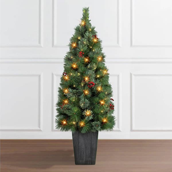 Puleo International 4ft Battery Operated Potted Pine Tree
