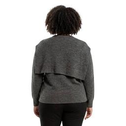 Plus Size Hanna & Gracie Long Sleeve Solid Tie Neck Sweater