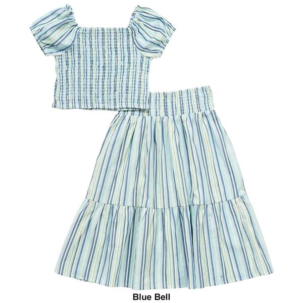 Girls &#40;7-16&#41; Sweet Butterfly&#174; 2pc. Stripe Smocked Top & Skirt Set