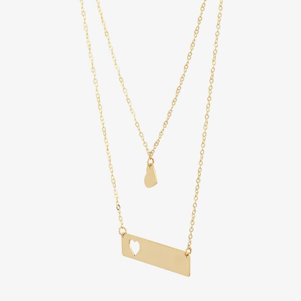 Gold Classics&#8482; Double Layer Heart & Bar Necklace