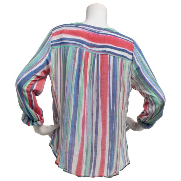 Womens Zac & Rachel Roll Tab Sleeve Button Front Blouse