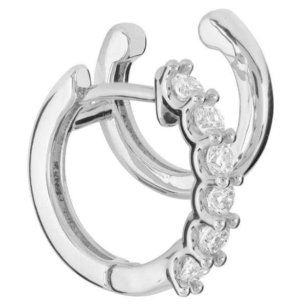 Athra Silver Plated CZ Huggie/Cuff Combo Hoop Earrings