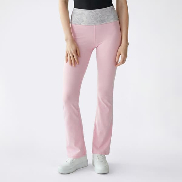 Juniors No Comment Yum Jersey Reverse Foldover Flare Legging - image 