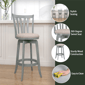 HH2 Home Savana Blue Wood Swivel Bar Height Stool - image 10