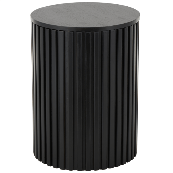 9th & Pike® Modern Black Wood Round Ribbed Accent Table