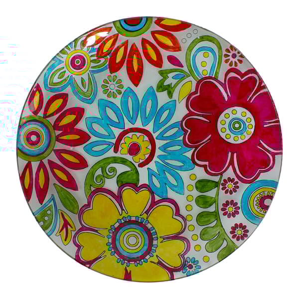 Northlight Seasonal 18in. Flowers Hand Painted Glass Bird Bath