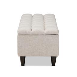 Baxton Brette Mid-Century Upholstered Storage Bench Ottoman