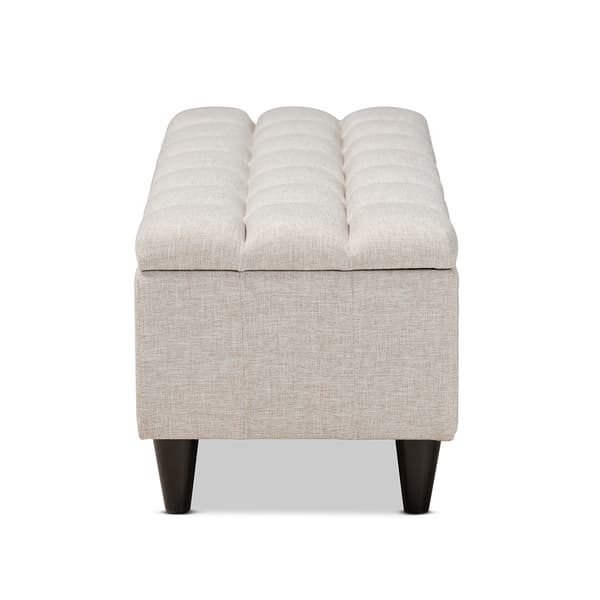 Baxton Brette Mid-Century Upholstered Storage Bench Ottoman
