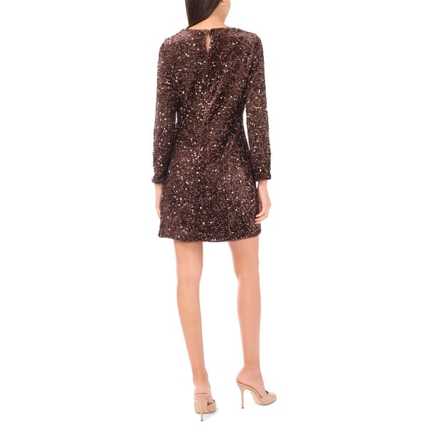 Womens MSK Long Sleeve Velvet Sequin Sheath Dress