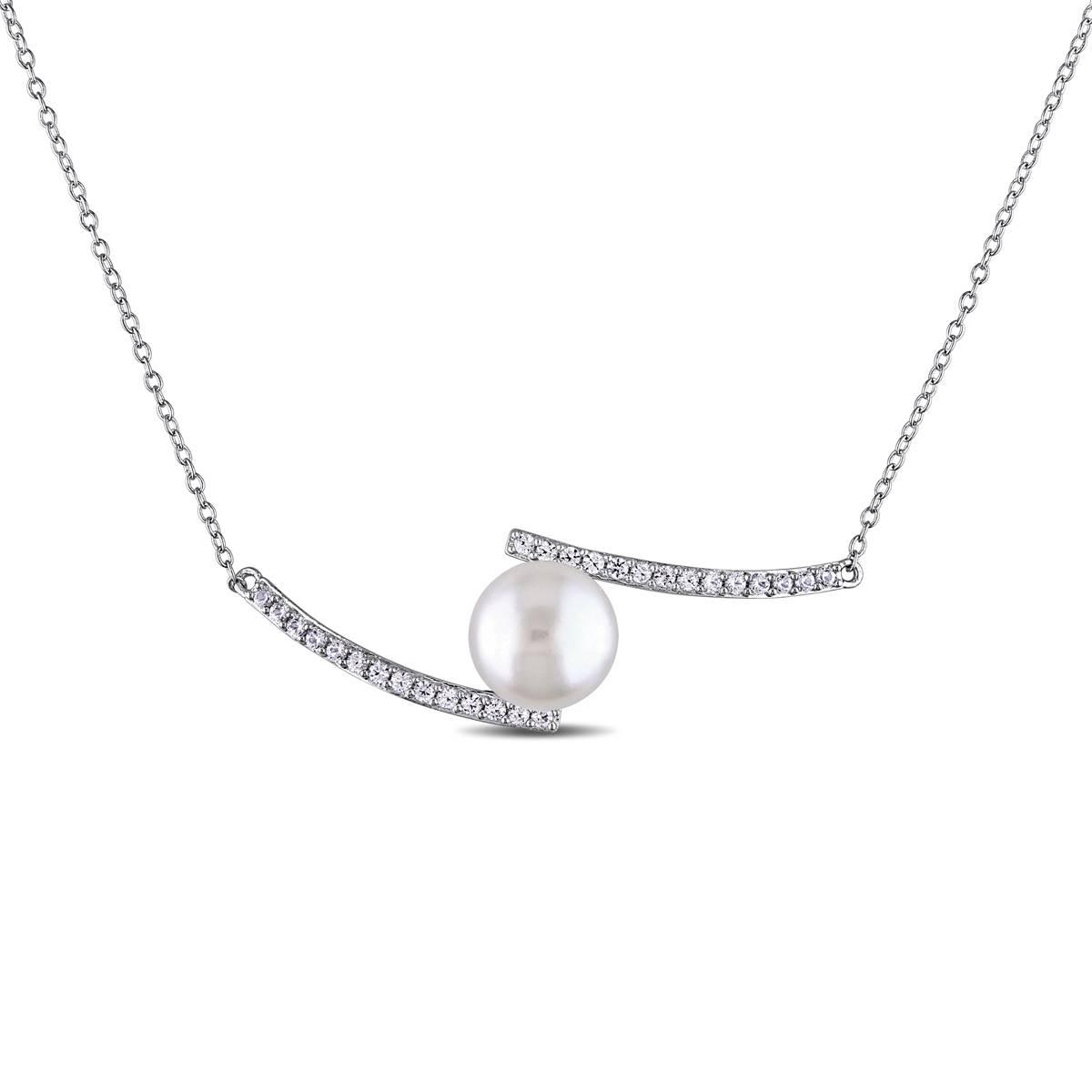 Gemstone Classics™ Pearl & Sapphire Bypass Necklace