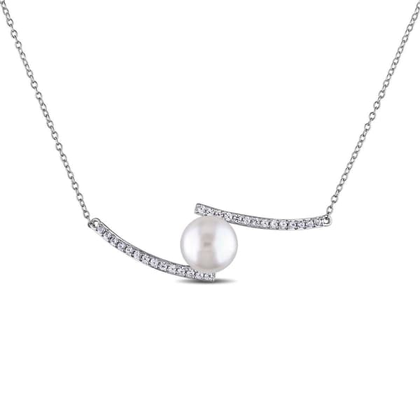 Gemstone Classics(tm) Pearl & Sapphire Bypass Necklace - image 