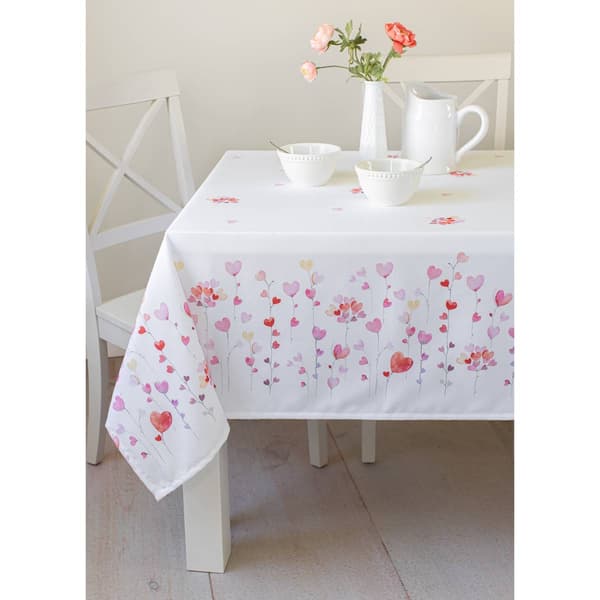 Flowering Hearts Fabric Tablecloth - image 
